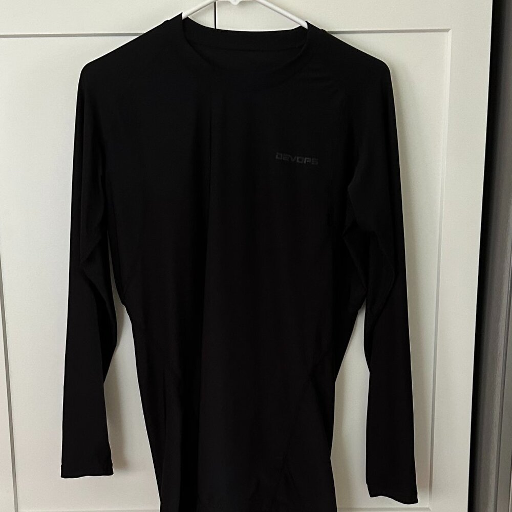 Devops Women's Black Dry Fit Running Top, Med, Black, Long Sleeve